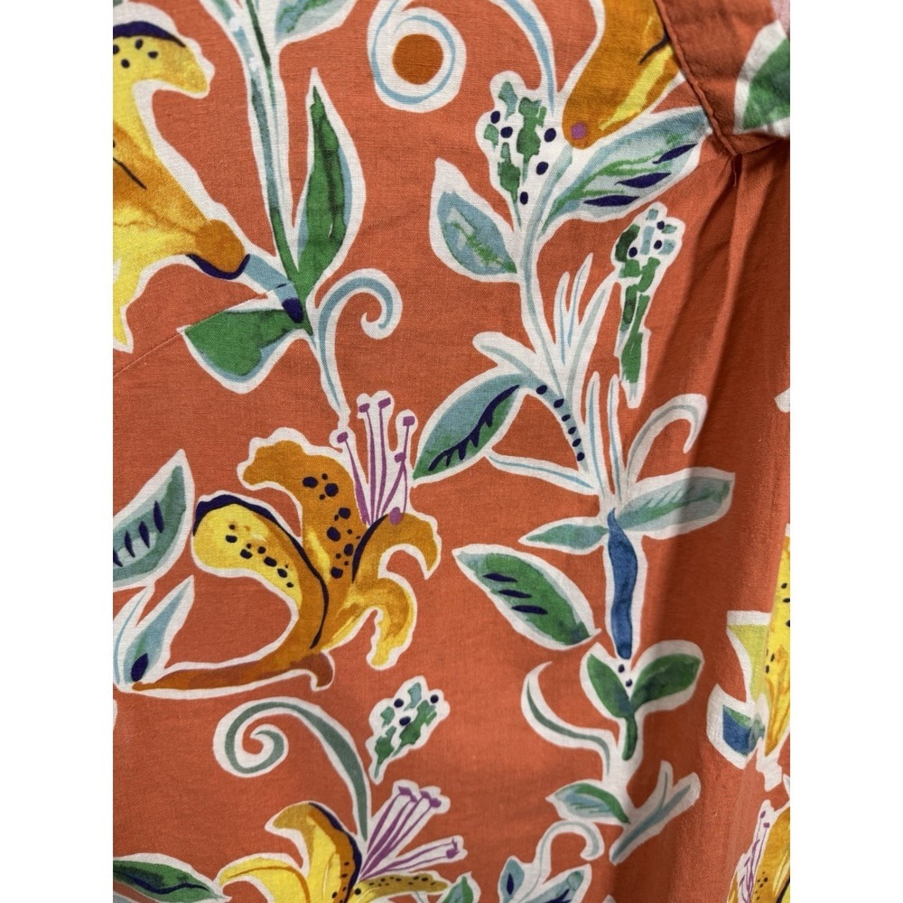 Rachel Roy Floral Tropical Flutter Sleeve Linen Blend V-Neck Women's Size 1X - Picture 4 of 8